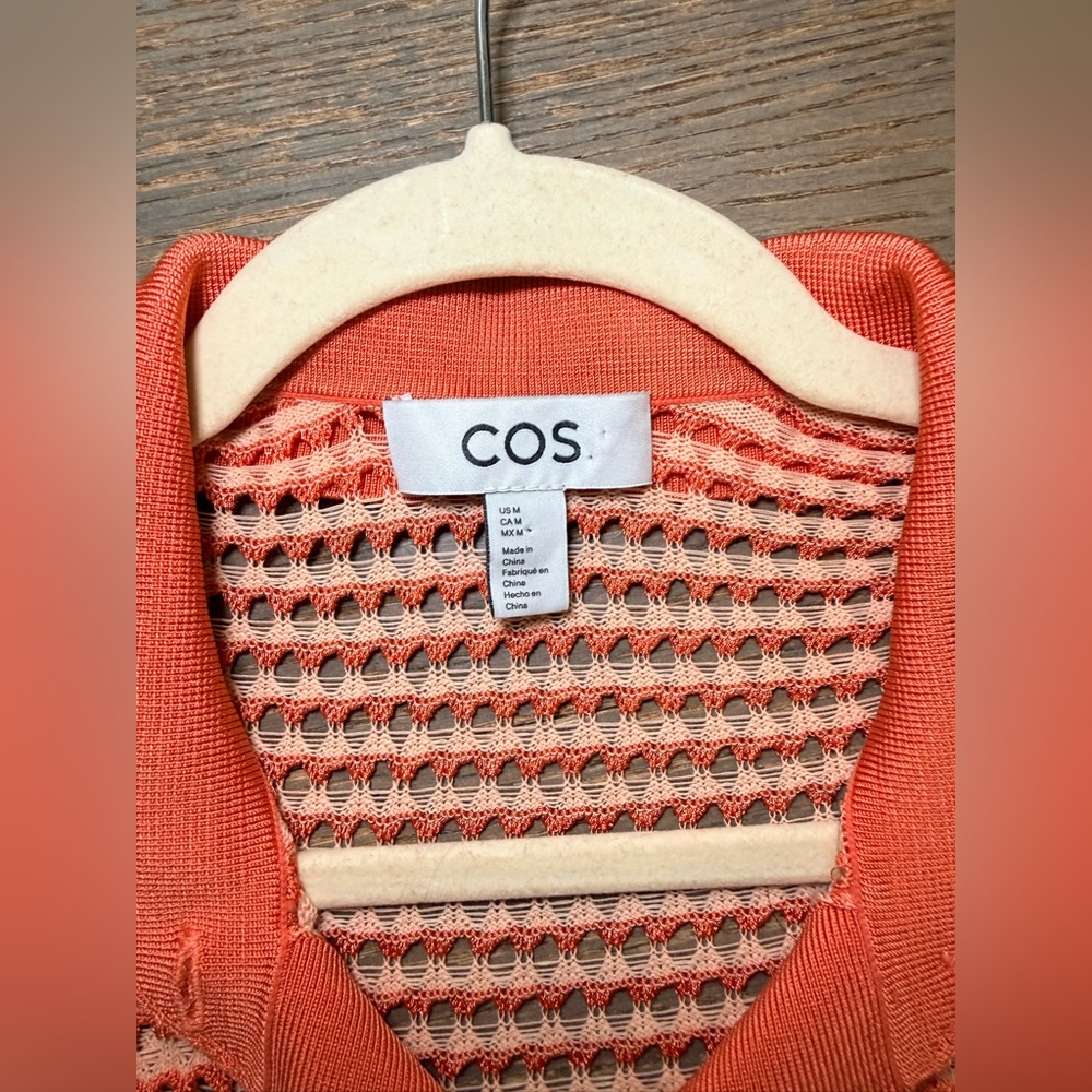COS Open-Knit Striped Polo Shirt in orange
Size M - Picture 2 of 7